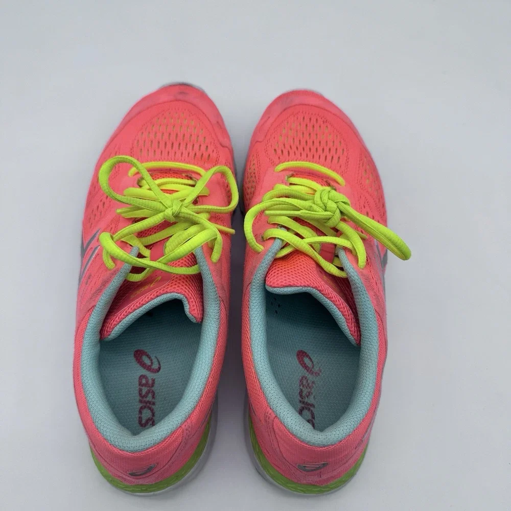 Asics Shoes Women 9.5 Low Top Lace Up Gym Orange Sneaker 33-FA Logo Run Cruise +